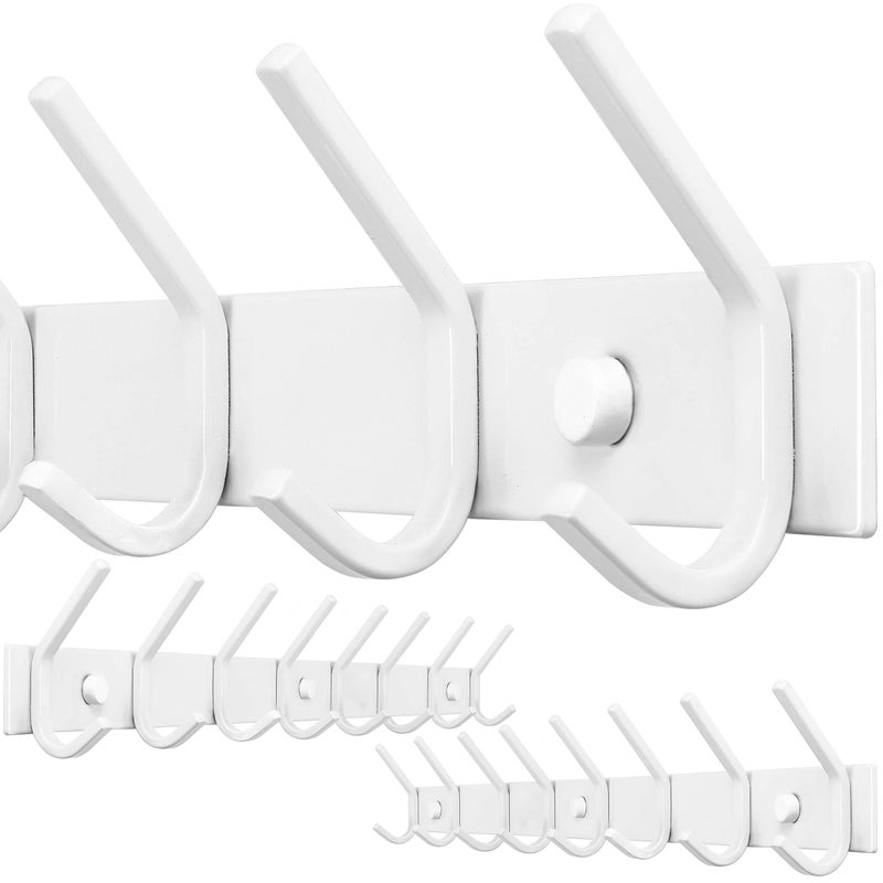 WEBI Coat Rack Wall Mount,8 Hooks,24" Long Coat Hooks Wall Mounted,Coat Hanger Wall,Hook Rack,Jacket Hooks for Hanging Coats,Hat,Clothes,White,2 Packs - Image 1